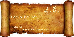 Lacko Belián névjegykártya